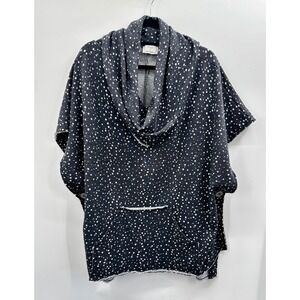 CHALET Women Polka Dot Cowl Neck Poncho Grey Lagenlook Minimalist Sz 2 M/L Artsy